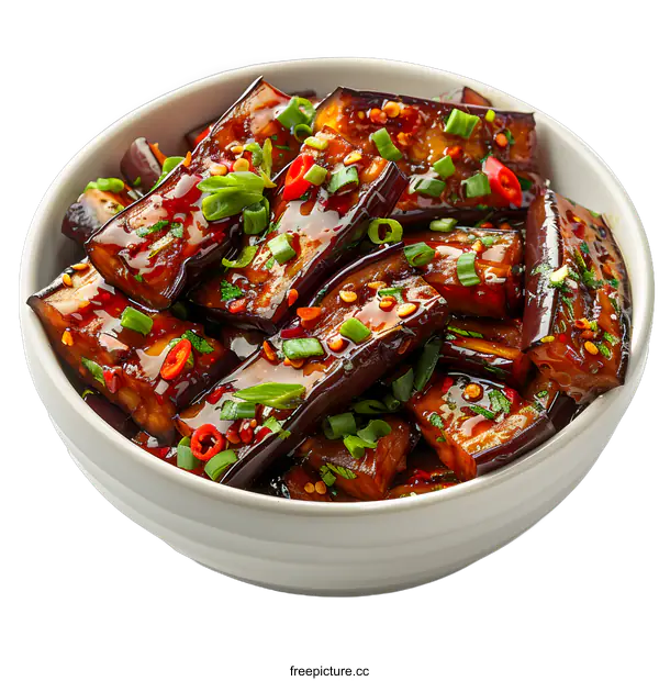 [Transparent Background PNG]eggplant with garlic sauce