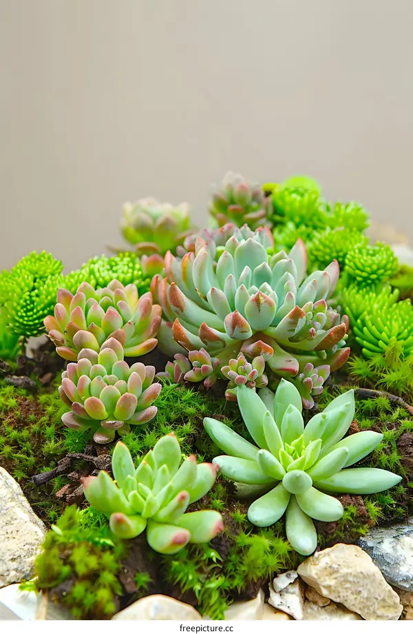 Succulents and Moss in a Pot