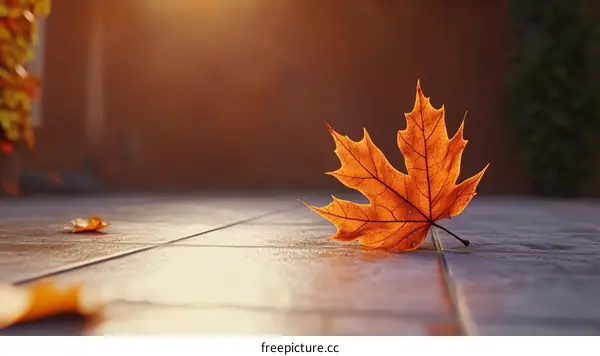 Autumn Leaf on a Patio Floor