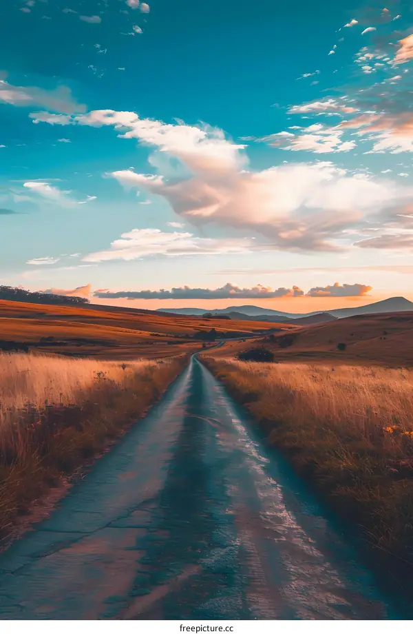 Country Road with a Cloudy Sky