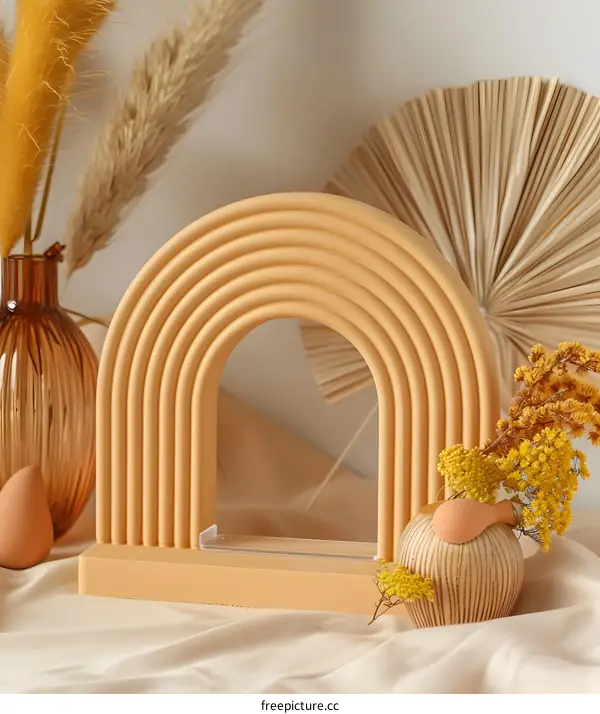 Modern Minimalist Rainbow Arch with Dried Flowers