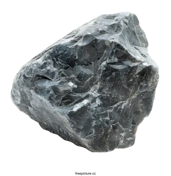 [Transparent Background PNG]A large piece of dark gray rock with a rough surface