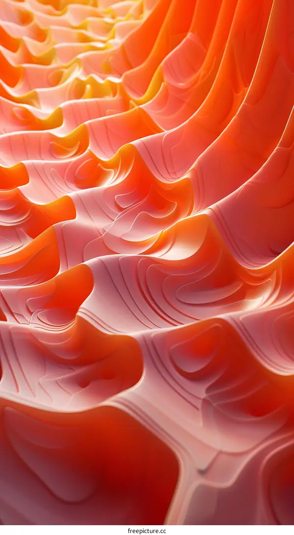 Abstract 3D Red Waves Surface