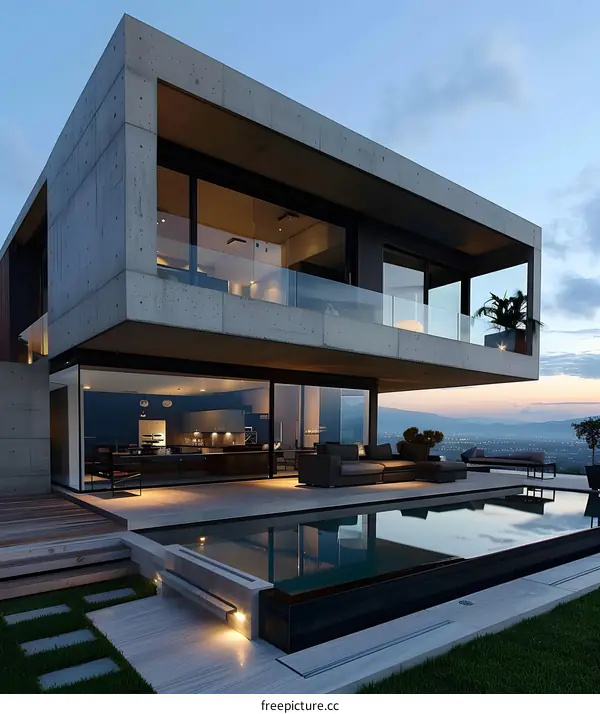 Modern Concrete House with Infinity Pool and Panoramic View