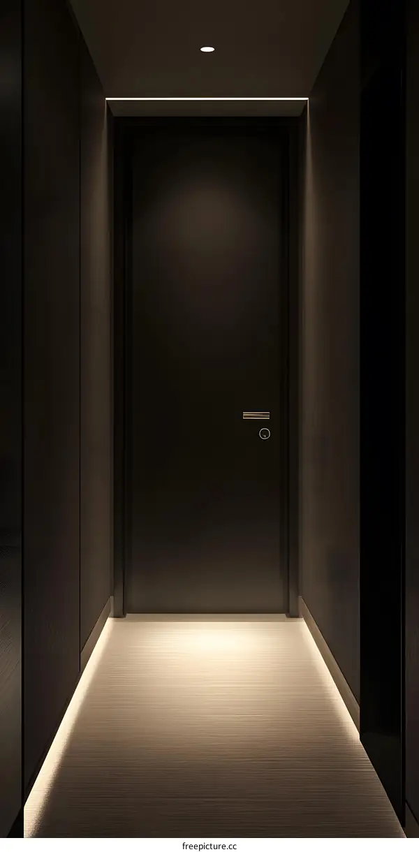 Modern Minimalist Black Doorway with Recessed Lighting