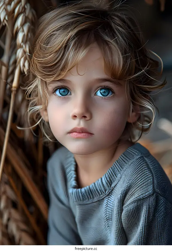 Portrait of a beautiful child with blue eyes