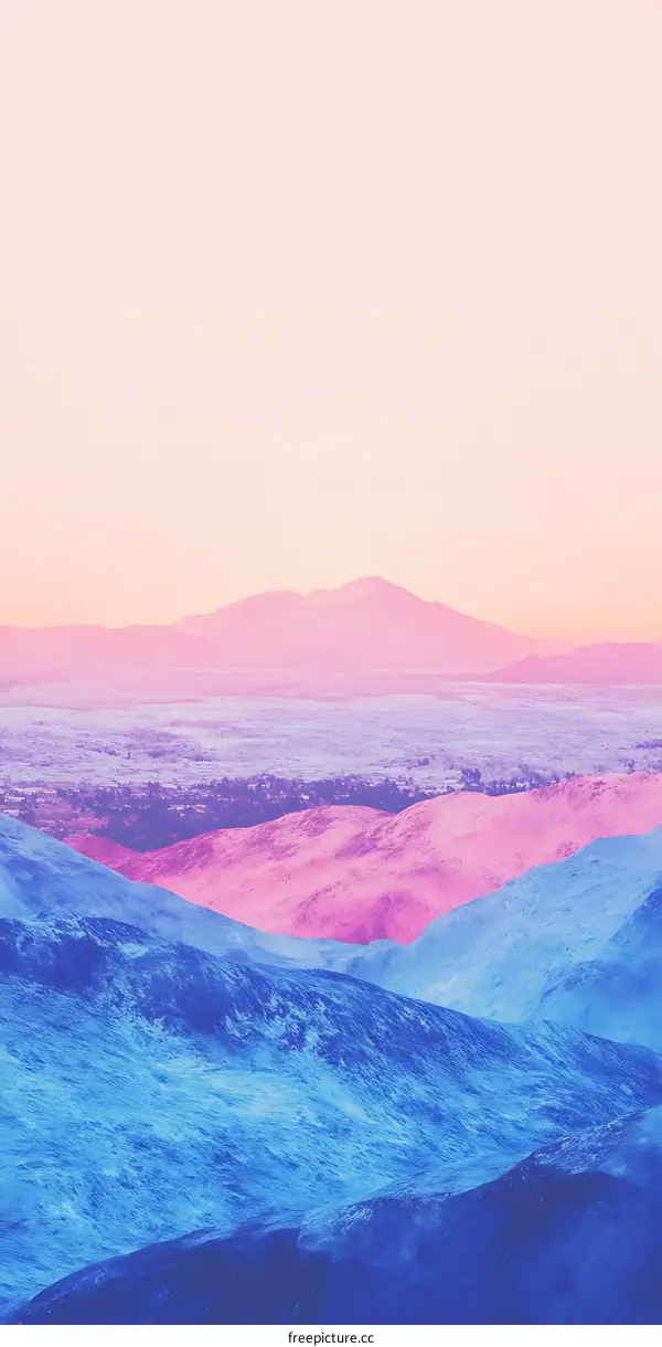 Pink and Blue Mountains Landscape