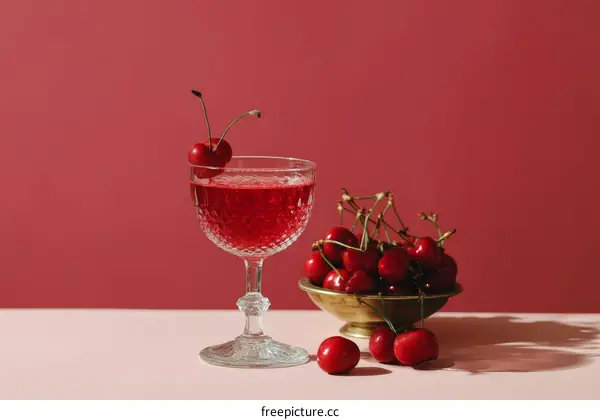 Elegant Cherry Cocktail in a Delicate Glass