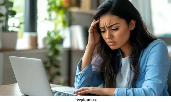 Woman Stressed Working From Home
