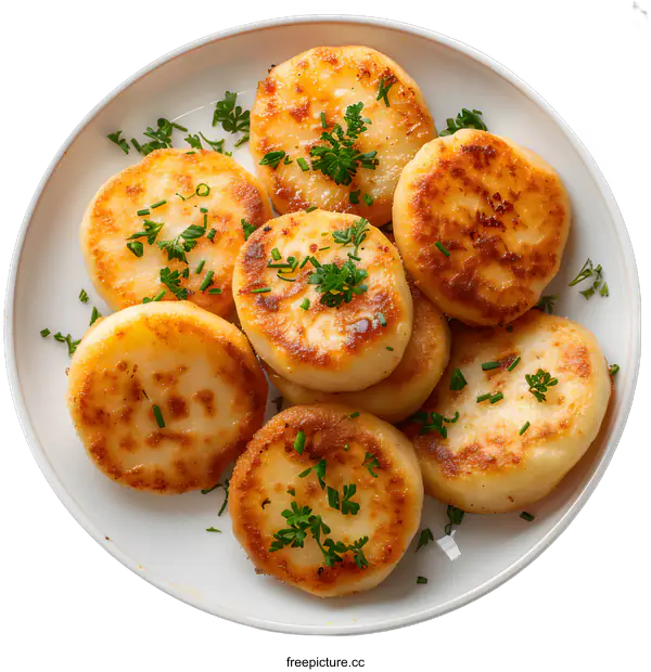 [Transparent Background PNG]Fried Potato Pancakes on Plate