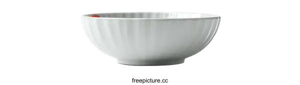 [Transparent Background PNG]Elegant White Porcelain Bowl with Ribbed Design