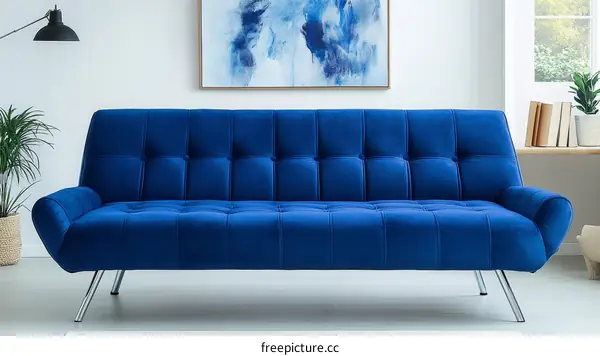 Modern Velvet Sofa Bed in a Living Room