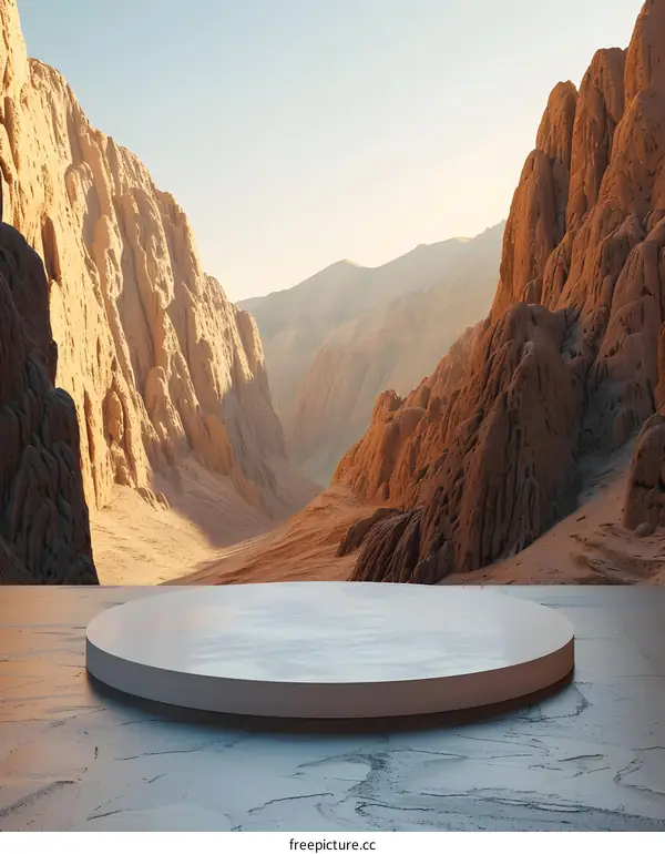 Minimalist Product Display Platform With Desert Mountain Background