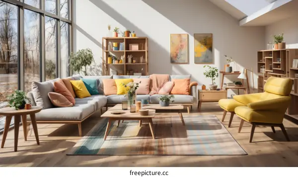 Bright & Airy Living Room with Sectional Sofa & Plants
