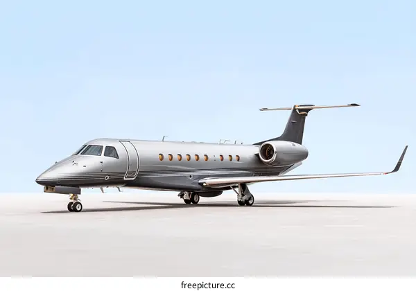 Silver Executive Jet on Runway