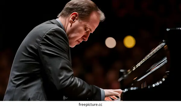 Man Playing Piano On Stage