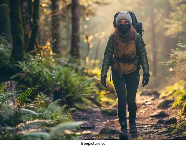 woman hiking in the forest
