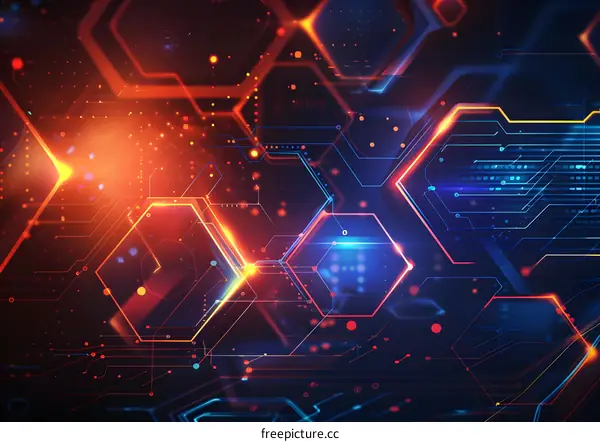Abstract Technology Background with Hexagon Pattern