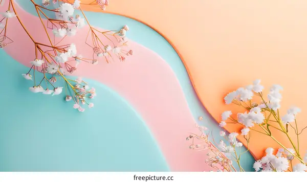 White Flowers On A Pastel Color Background