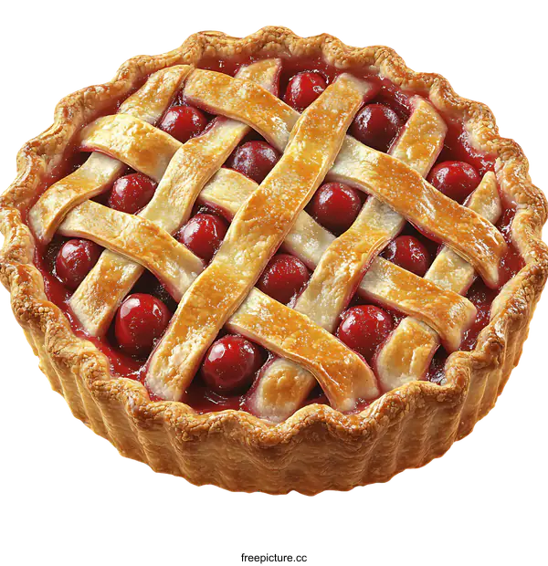 [Transparent Background PNG]Delicious Homemade Cherry Pie with Lattice Top