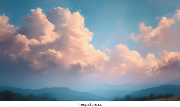 Pastel Cloudscape Over Mountains