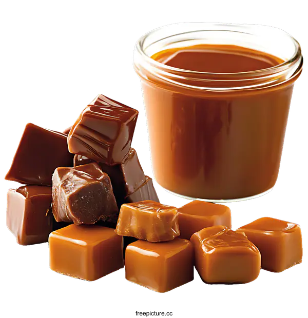 [Transparent Background PNG]Caramel Candy and Sauce Close-Up