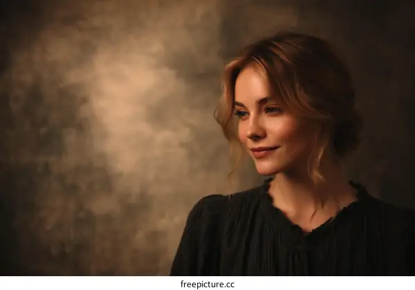 Elegant Woman Portrait in a Dark Dress