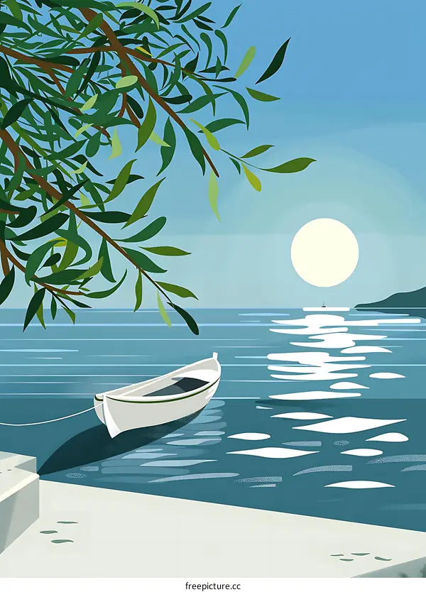 Seascape with Boat and Olive Branch