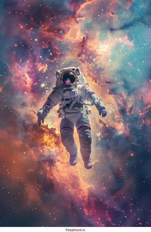 Astronaut floating in the vastness of space