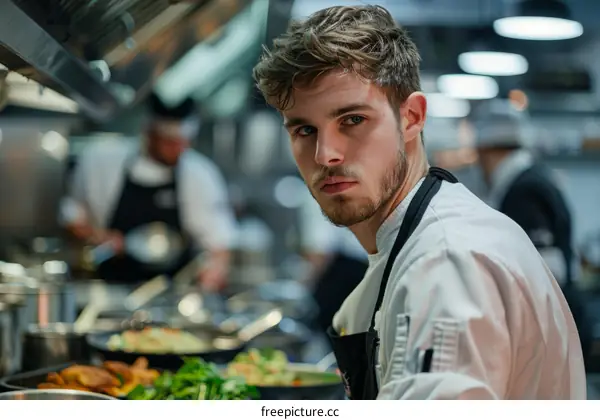 Portrait of a male chef in a professional kitchen
