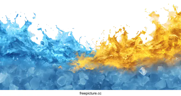 [Transparent Background PNG]Freezing and Burning Ice Splash Art