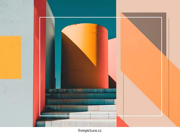 Abstract Architecture With Bright Colors And Geometric Shapes
