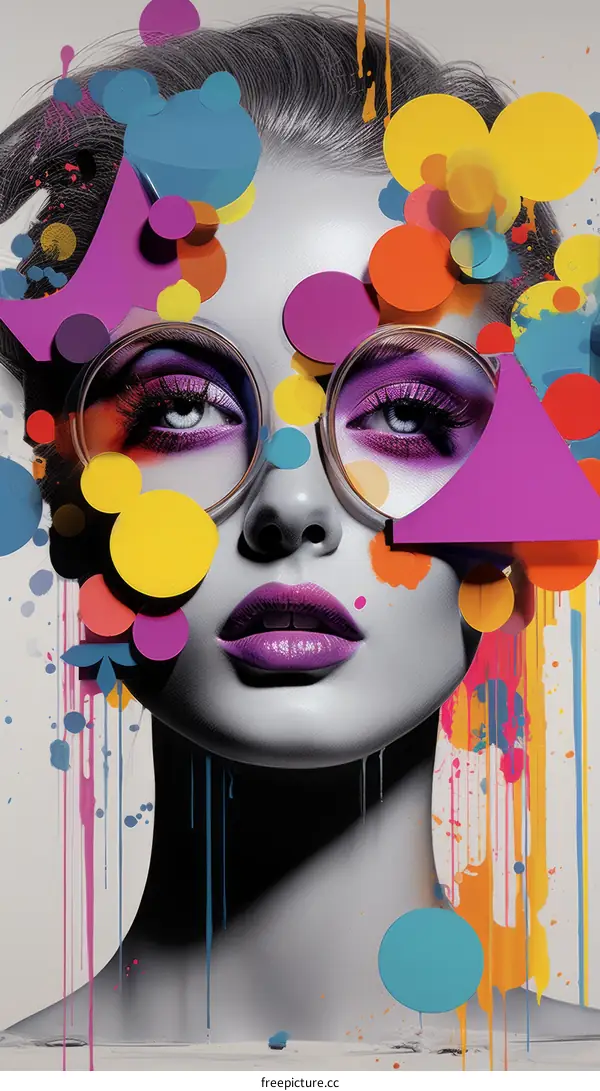 Colorful Portrait of a Woman with Glasses