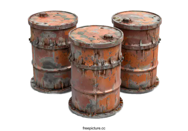 [Transparent Background PNG]rusty metal barrels
