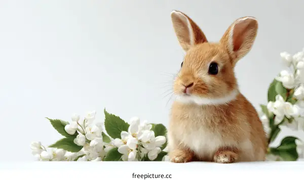Adorable Baby Bunny Surrounded by Spring Flowers