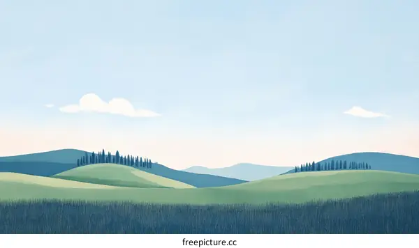 Peaceful Tuscan Hills Landscape Illustration