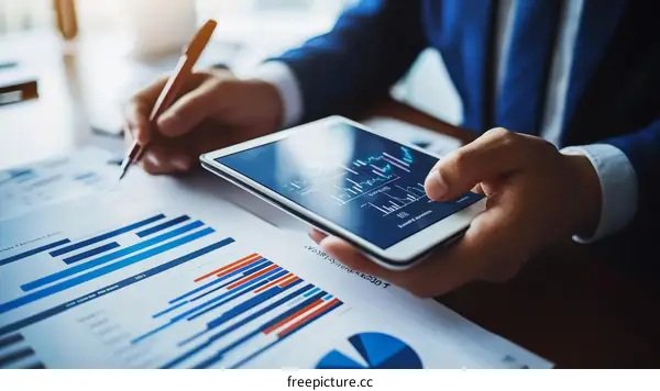 Businessman Analyzing Financial Data