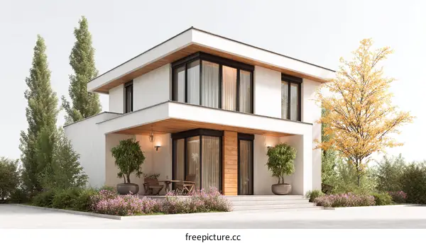 Modern House Exterior Design Illustration