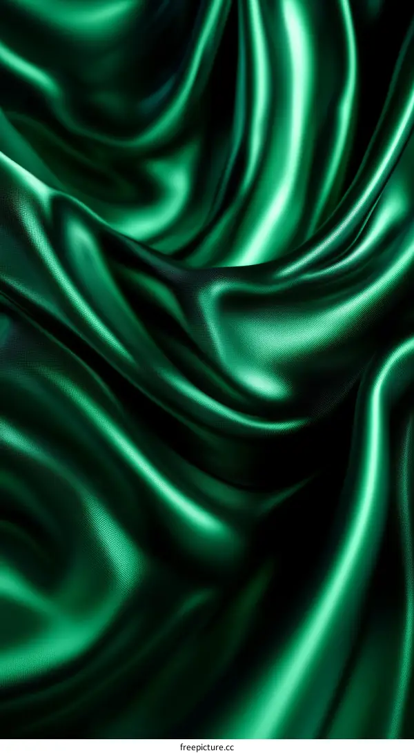 Emerald Green Silk Fabric Texture Close Up