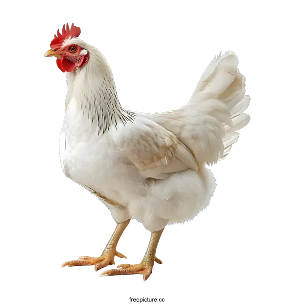 [Transparent Background PNG]A white chicken standing on a white background