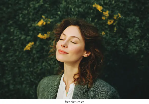 Woman Relaxing Outdoors in Nature