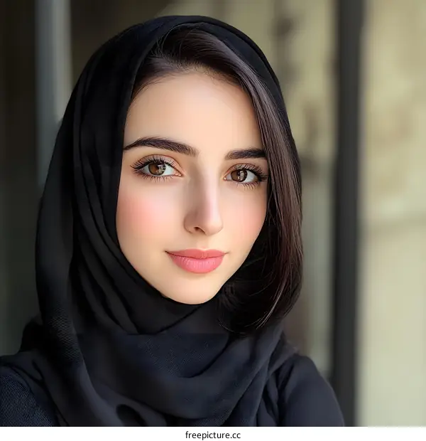 Portrait of a Beautiful Woman Wearing a Hijab