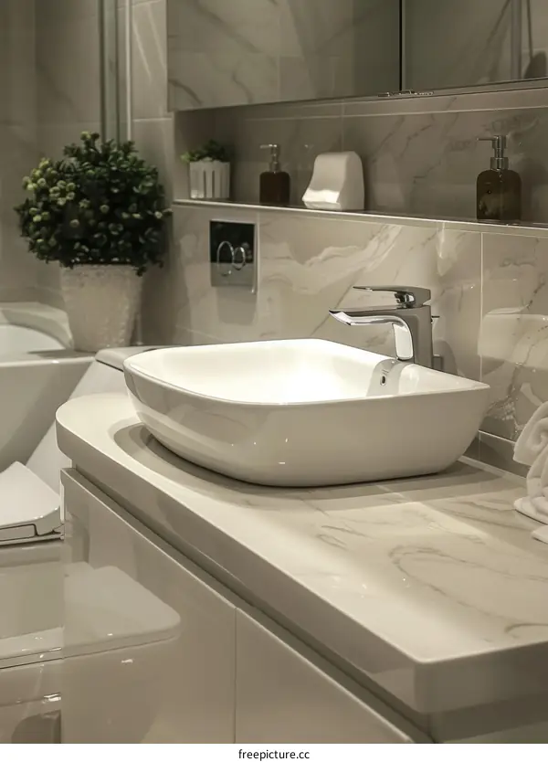 Modern Bathroom Vanity with Marble Top