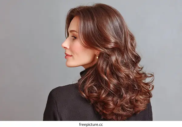 Profile view of a woman with beautiful curly hair