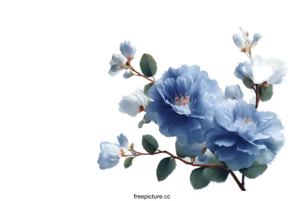 [Transparent Background PNG]Delicate Pastel Blue Flowers in Soft Light