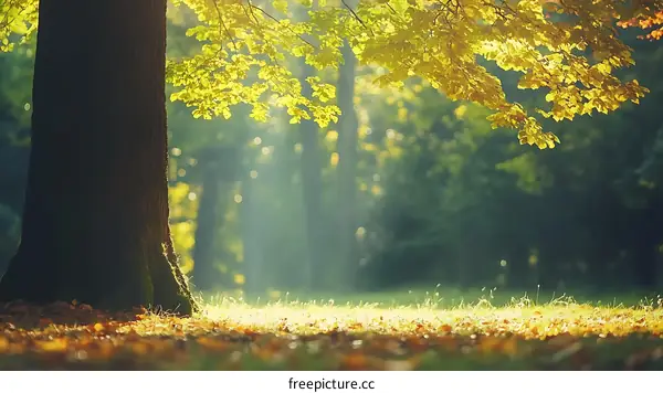 Autumn Sunlight Through the Trees