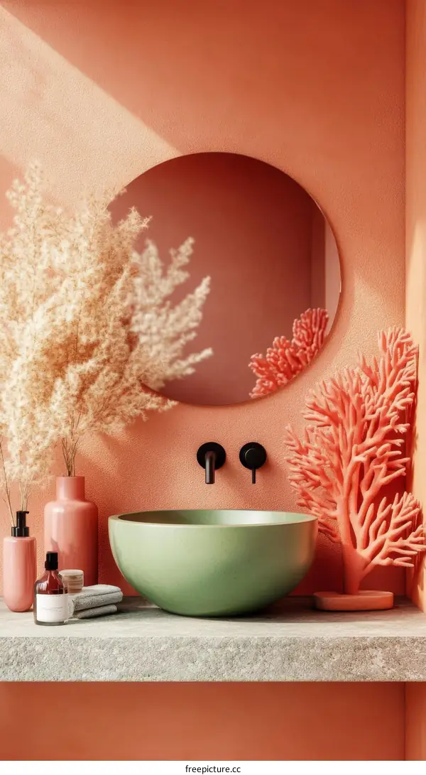 Modern Bathroom Sink with Coral Decor