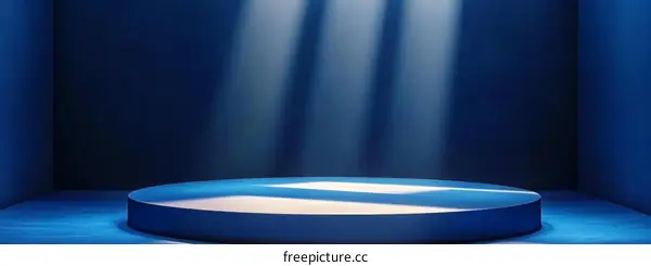 Product Display Stage in Dark Blue Studio