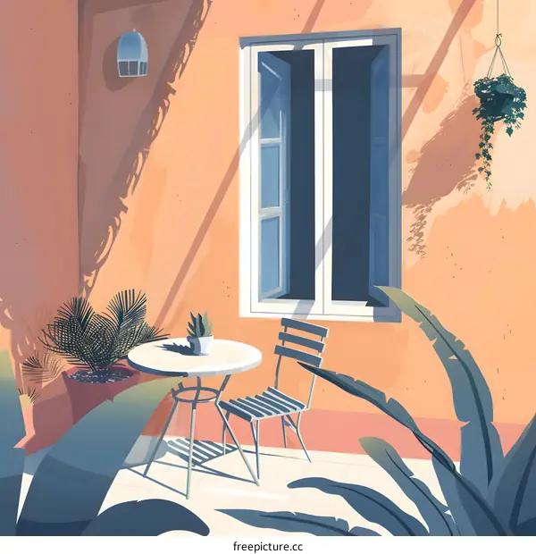 Sunny Patio with Open Window