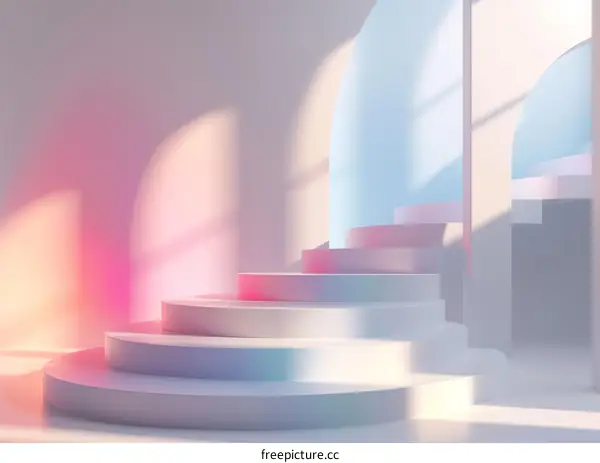 3D Podium with Pink and Blue Gradient Background